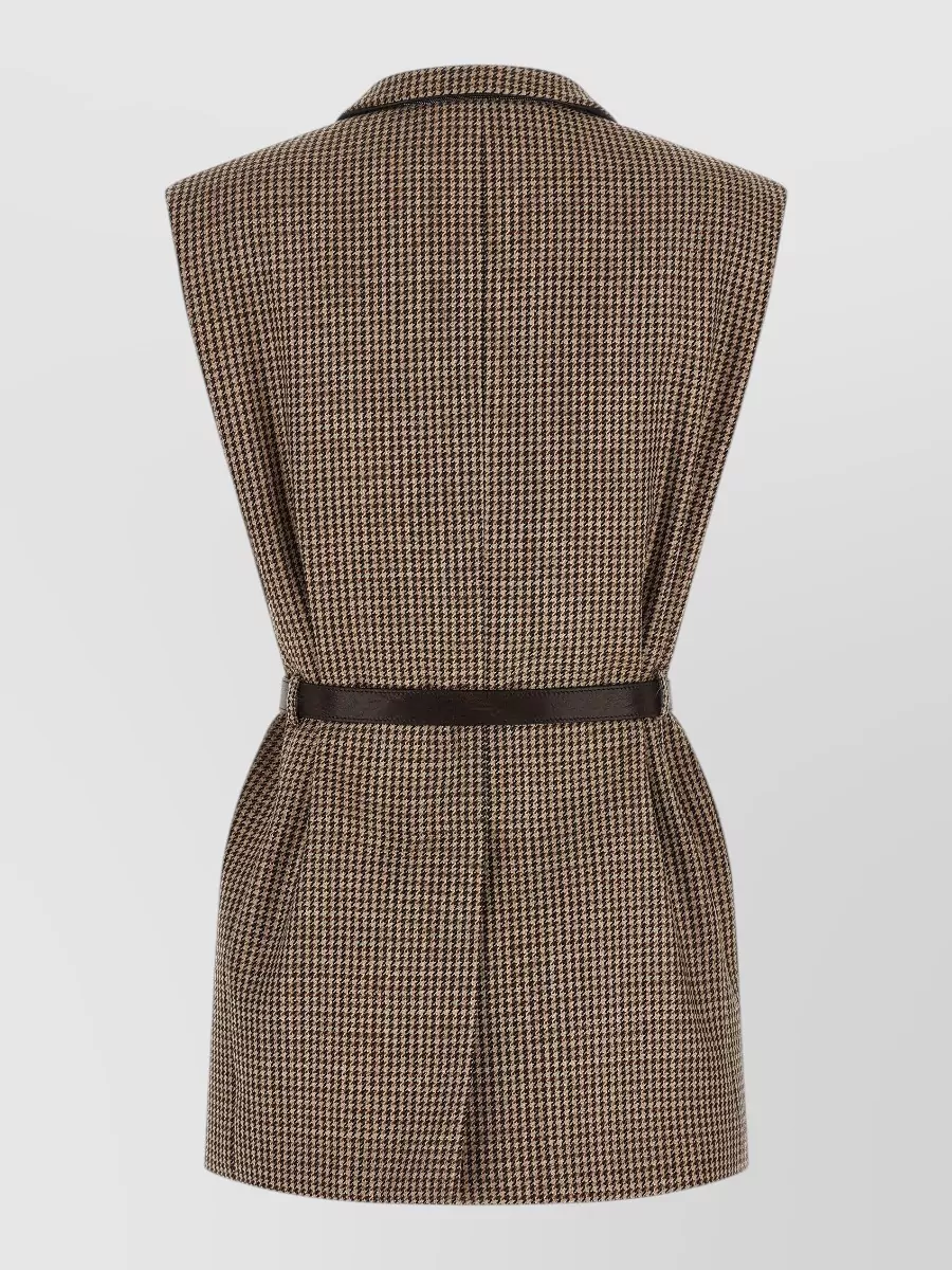 Brunello Cucinelli Wool Houndstooth Belted Vest
