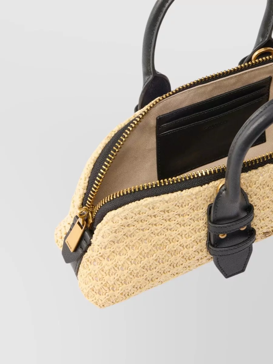 Pinko Escape Horizontal Small Raffia Shoulder Bag