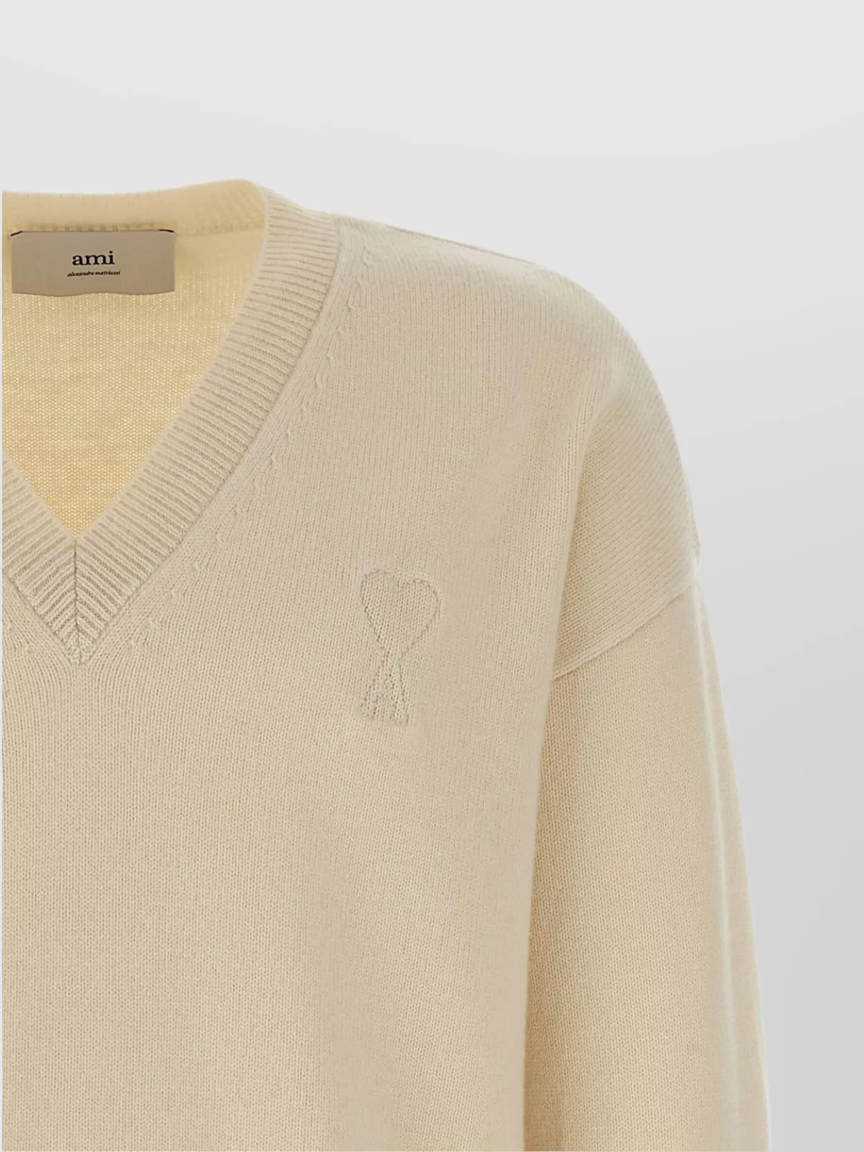 Ami Alexandre Mattiussi Puff Logo Patch Sweater Sweaters And Cardigans Beige In Neutral