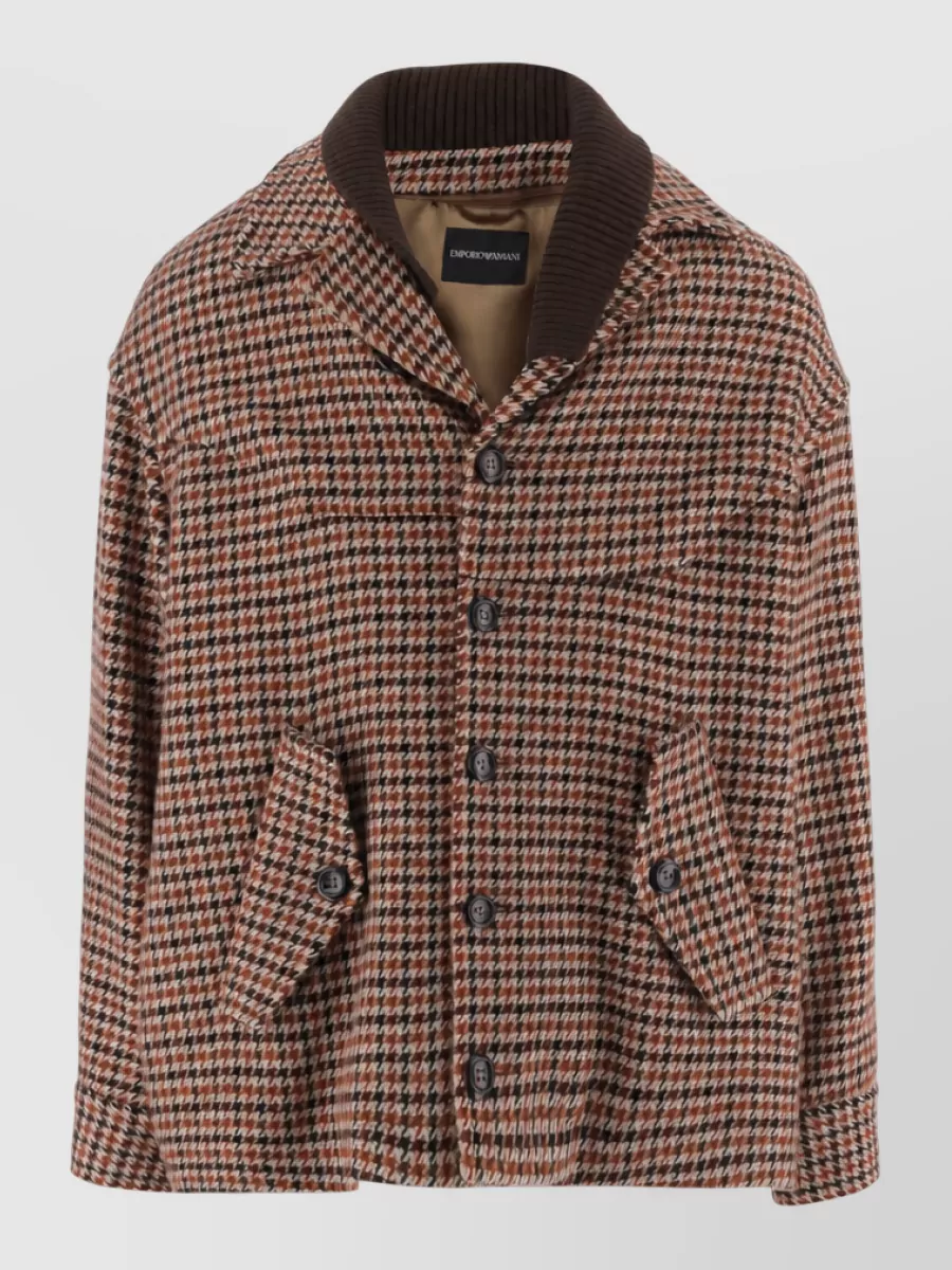 Emporio Armani houndstooth single-breasted coat