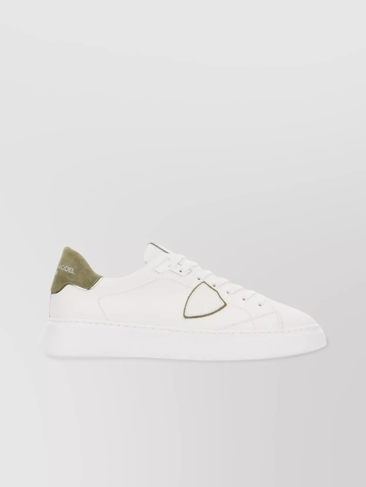 PHILIPPE MODEL TEMPLE SNEAKERS IN PEBBLE LEATHER WITH SUEDE HEEL