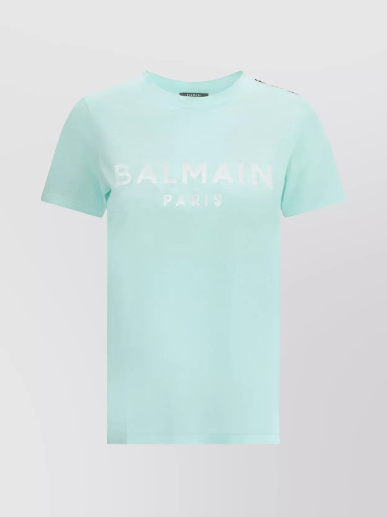 Balmain Logoed Crew Neck T-shirt With Embossed Buttons In Blue