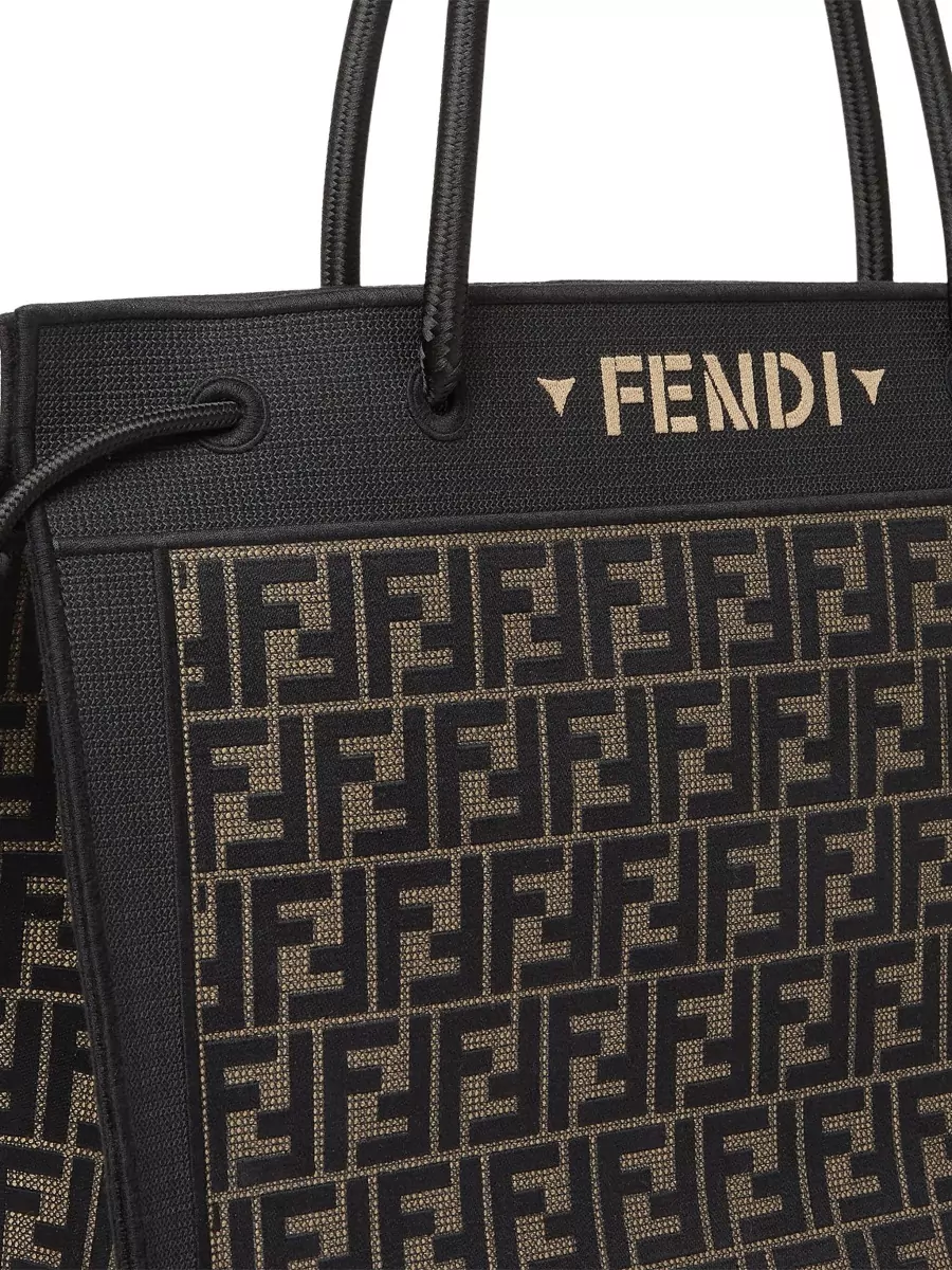 Fendi Na Large Fabric Logo-Embroidered Tote Bag
