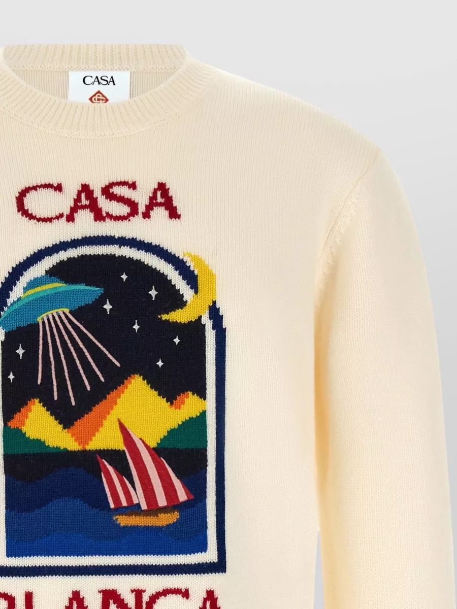 Casablanca Wool Ribbed Crew Neck Sweater