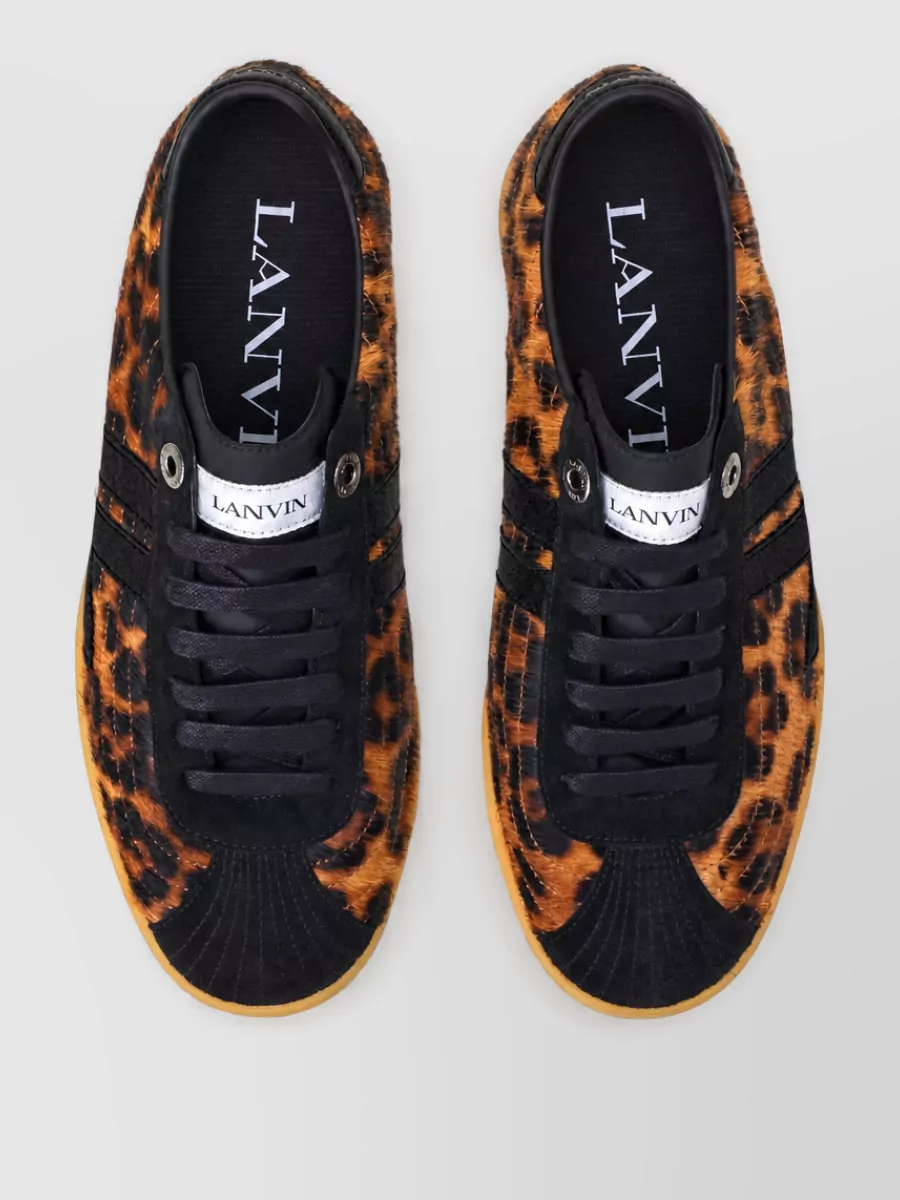 Lanvin calf leather leopard-print low-top sneakers