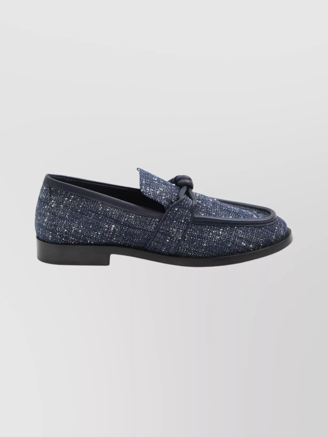 Bottega Veneta Loafers With Textured Finish And Leather Knot In Blue