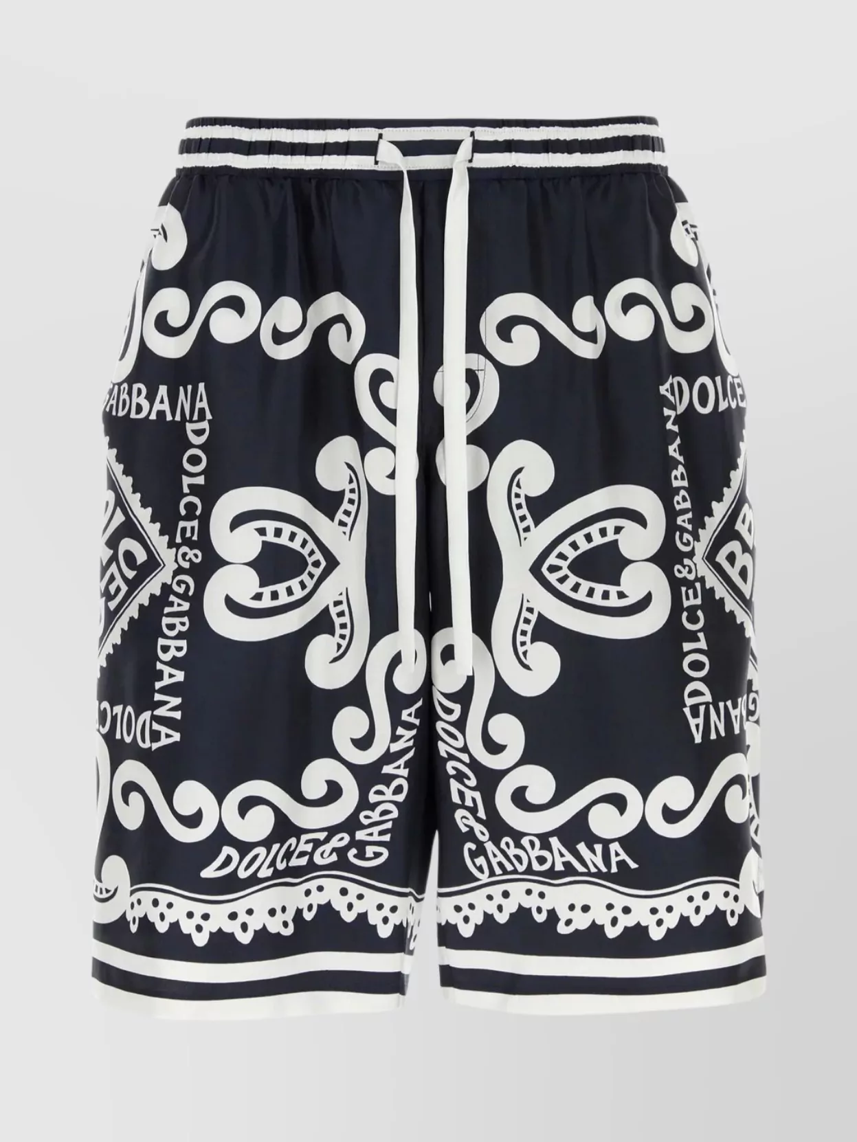 Shop Dolce & Gabbana Silk Twill Bermuda Shorts With Marina Print