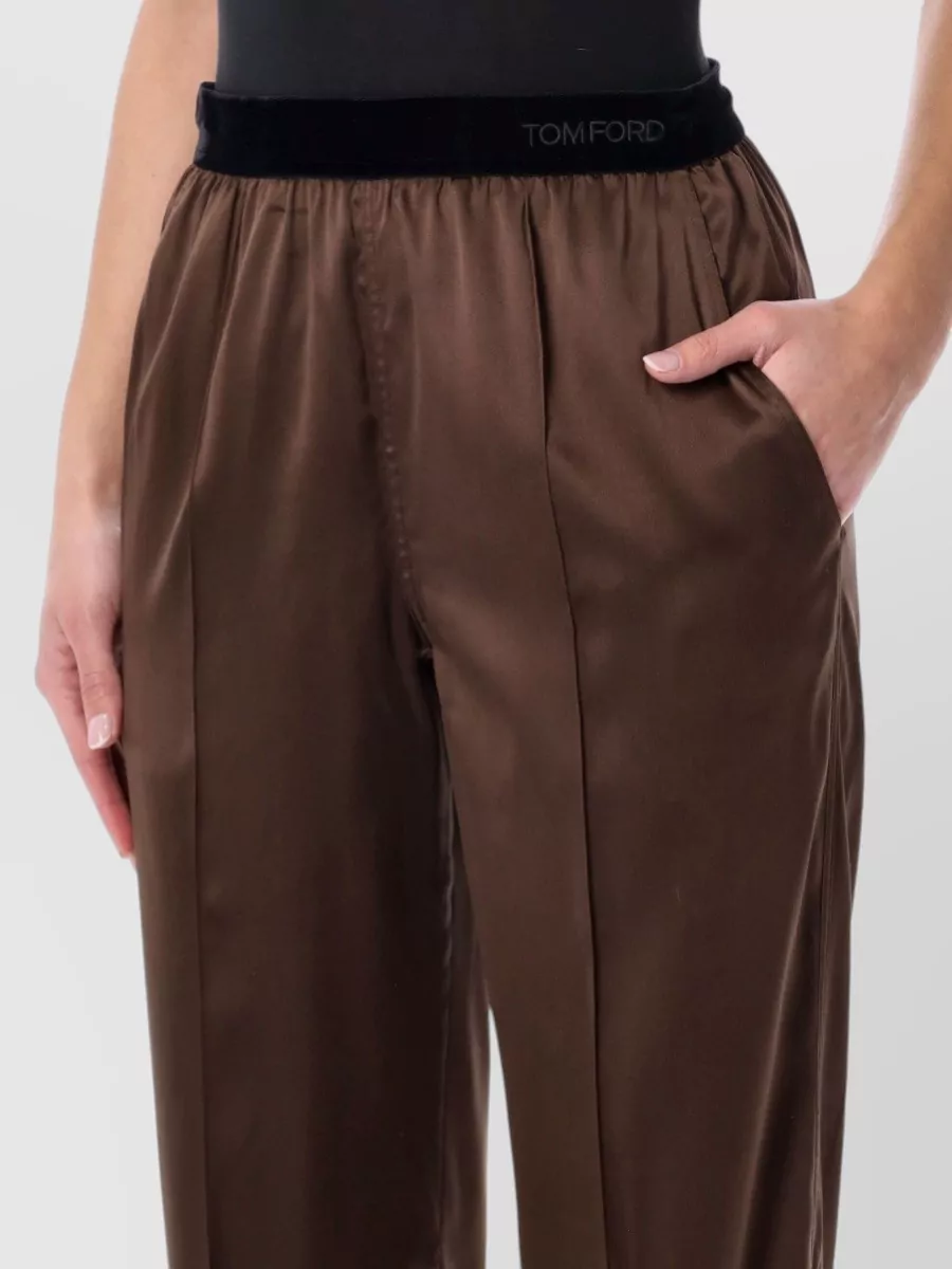 Tom Ford Silk Satin Relaxed Pijama Pants In Brown