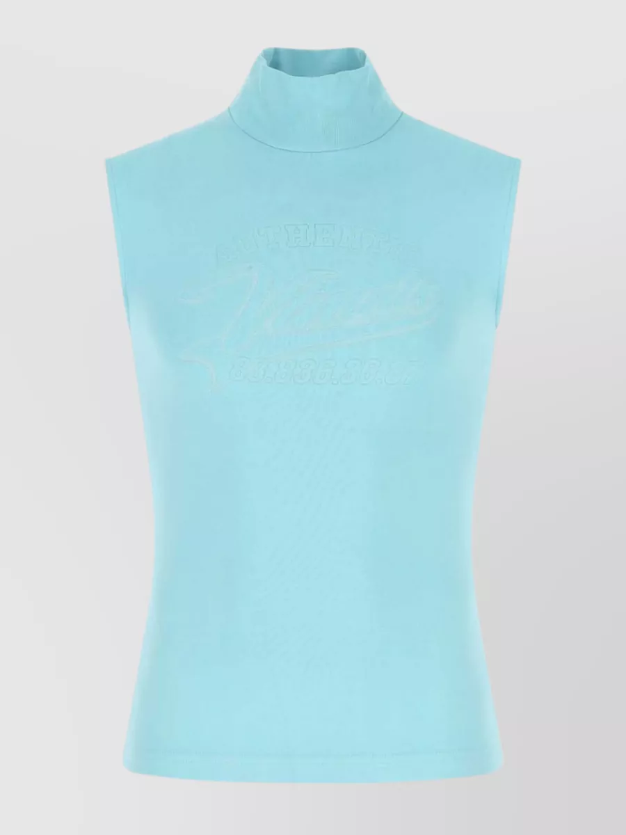 Shop Vtmnts Stretch Tank Top With Sleeveless Mock Neck In Blue