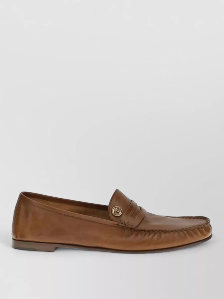 Versace Calf Leather Slip-On Loafers