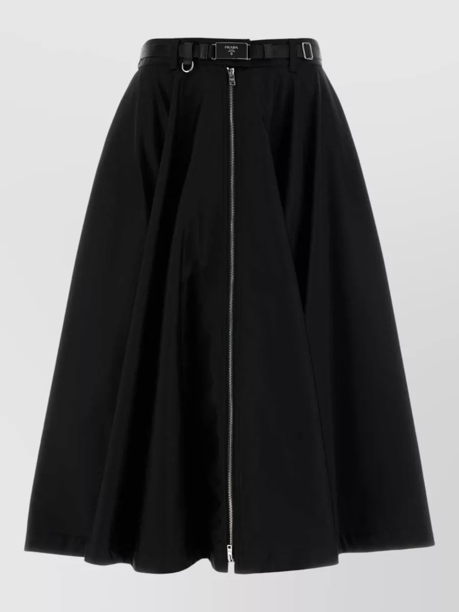 Prada Recycled Nylon Flared Midi Skirt