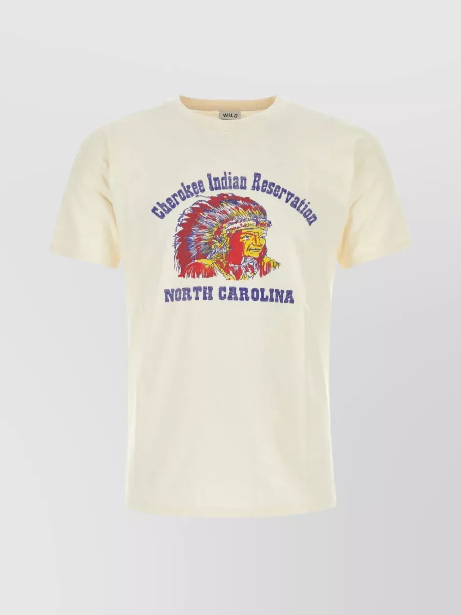 Shop Wild Donkey Crew-neck T-shirt With Cherokee Graphic Print In Cream