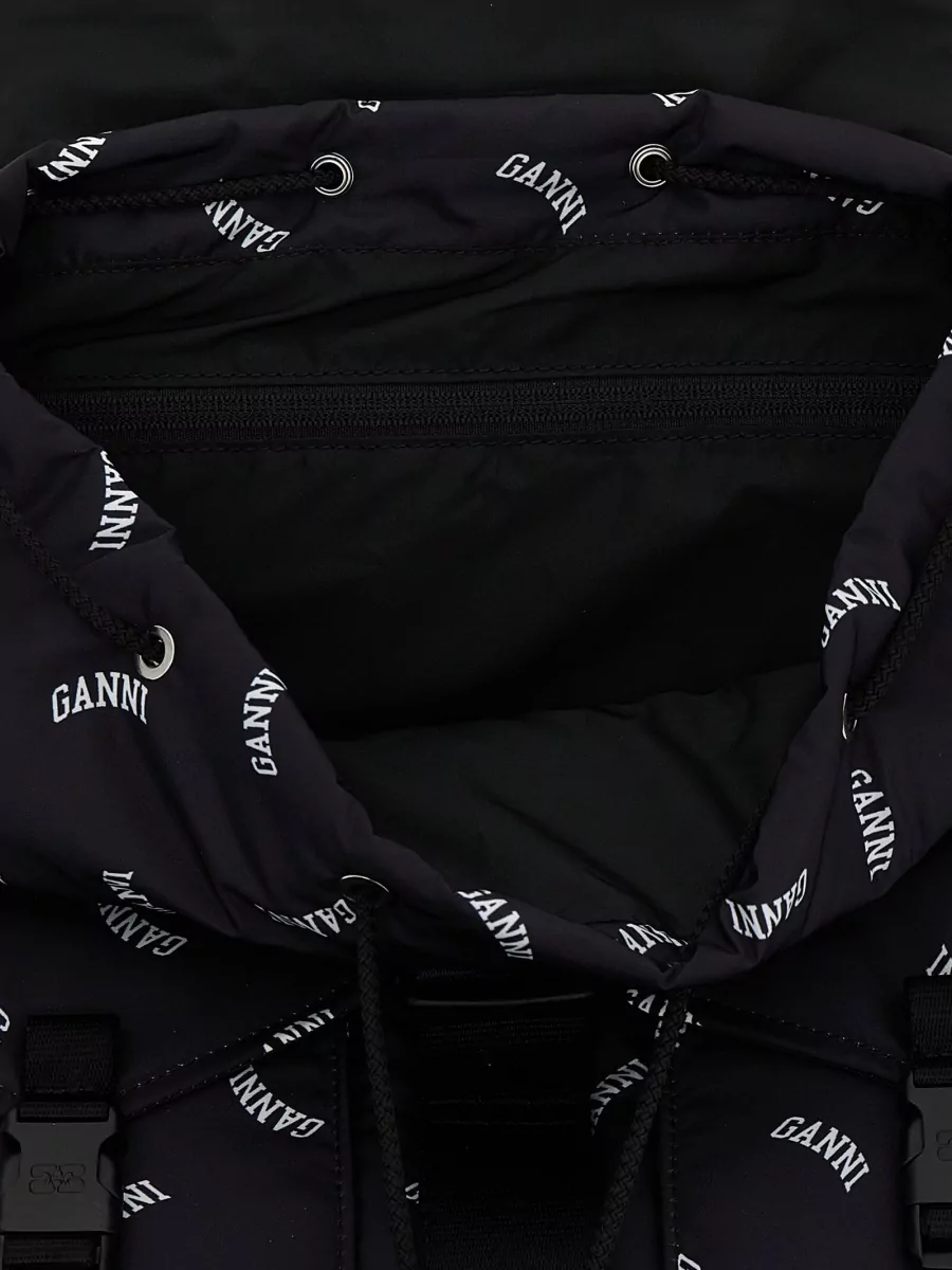 Ganni Na Polyester Logo-Print Backpack