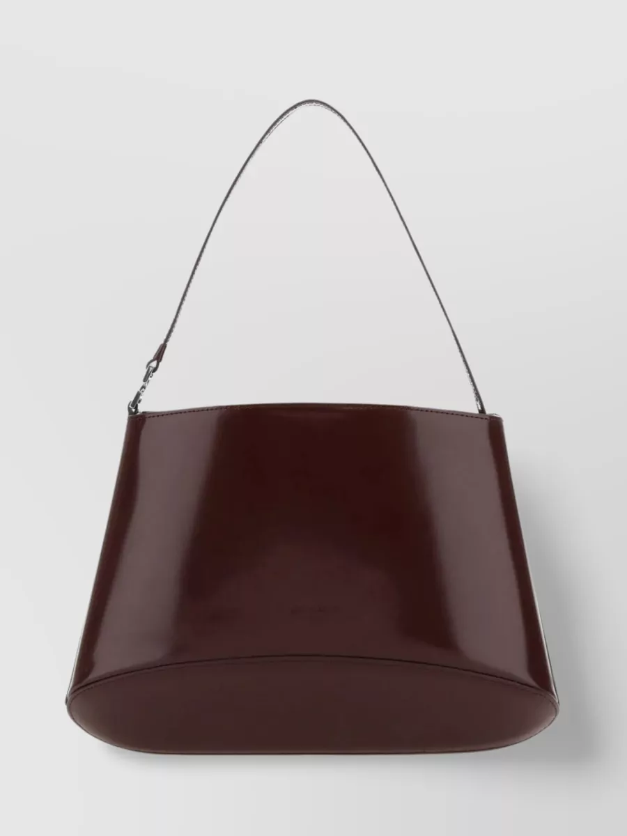 Shop Low Classic Structured Grape Leather Shoulder Bag In Burgundy