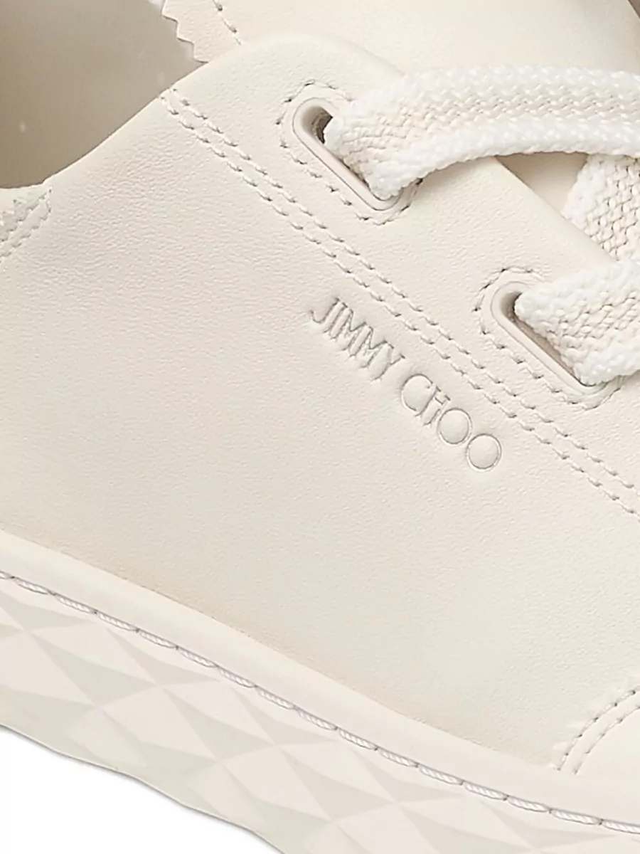 Jimmy Choo Diamond Flex Lightweight Leather Trainers With Collapsible Heel In White