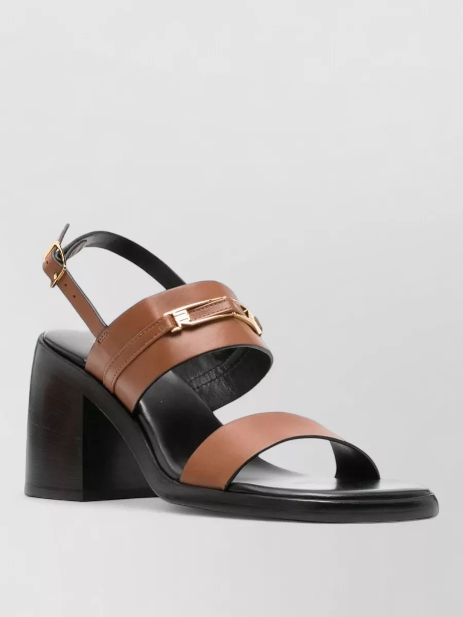 Sergio Rossi Leather Slingback Block Heel Sandals