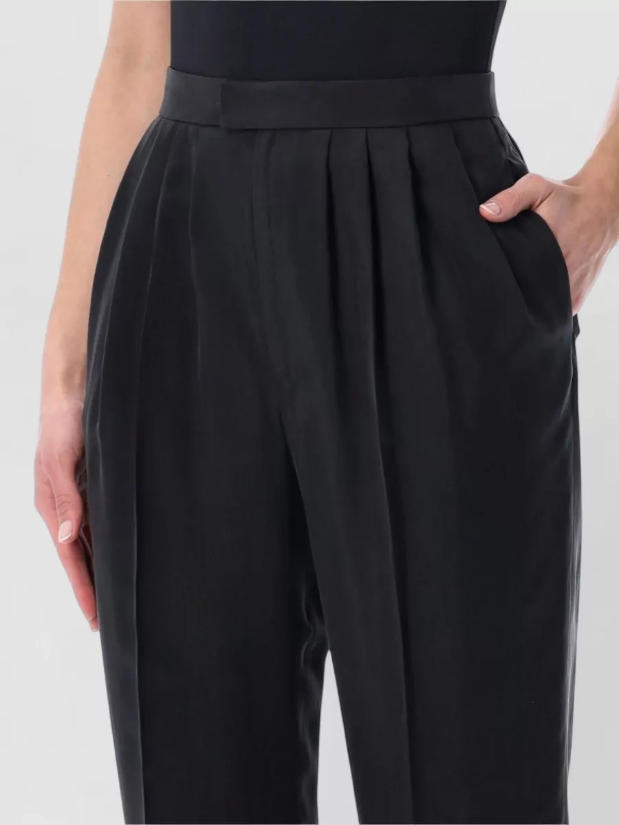 Saint Laurent Silk High-Rise Straight-Leg Tailored Trousers