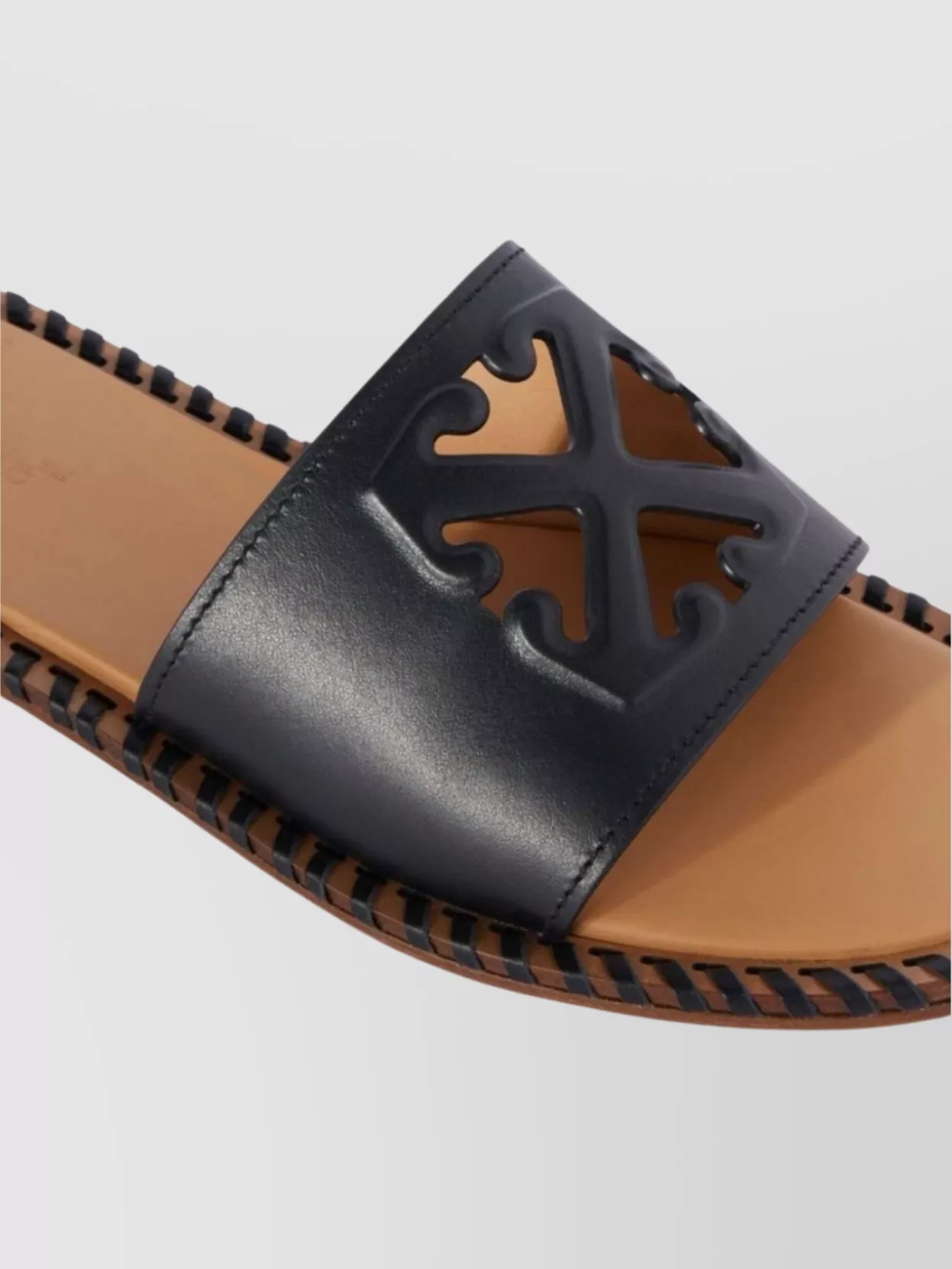 Off-White Arrow-Embossed Leather Slides Cut-Out Design