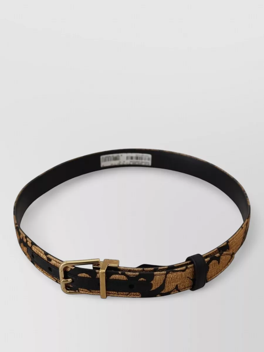 Dolce&Gabbana leather jacquard logo buckle belt