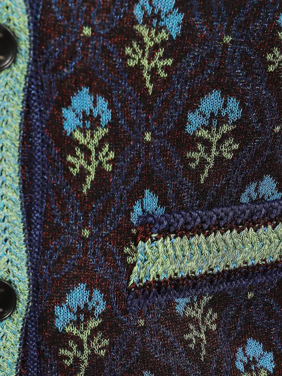Etro Fine-Knit Floral Cardigan