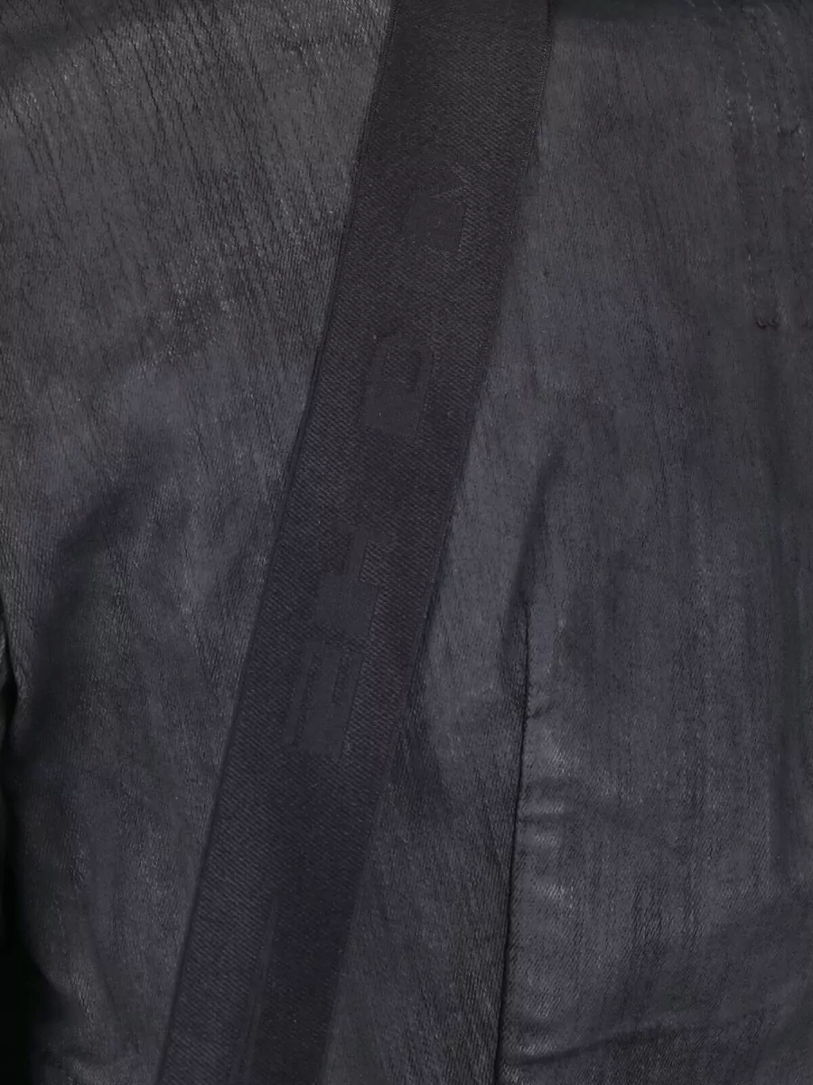 Rick Owens Drkshdw Denim Asymmetric High-Neck Single-Breasted Coat