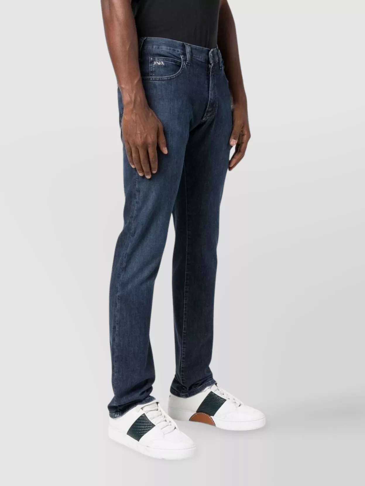 Emporio Armani Regular Fit Denim Jeans With Rivet Detailing