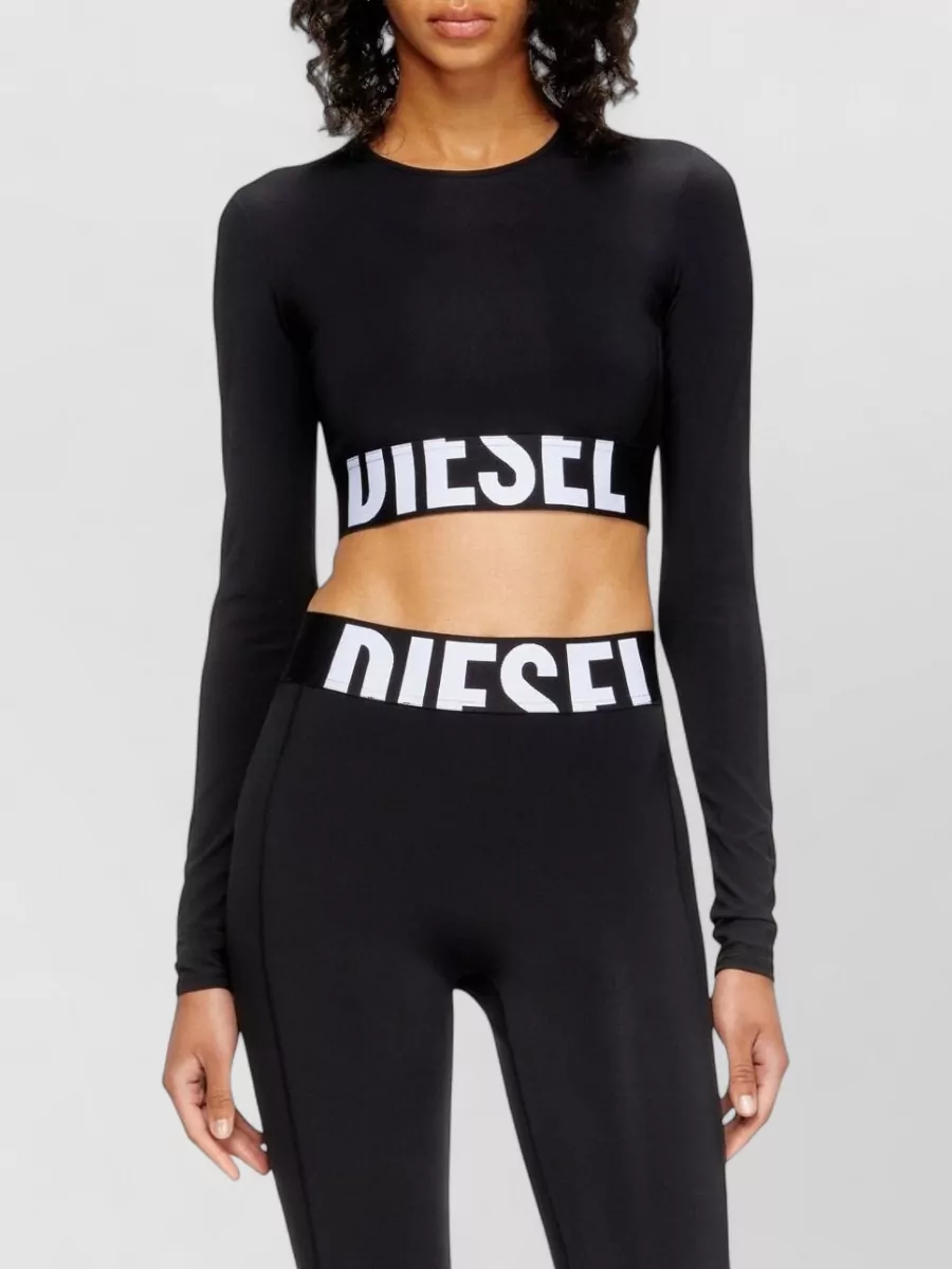Diesel Logo-Print Long-Sleeve Cropped Top