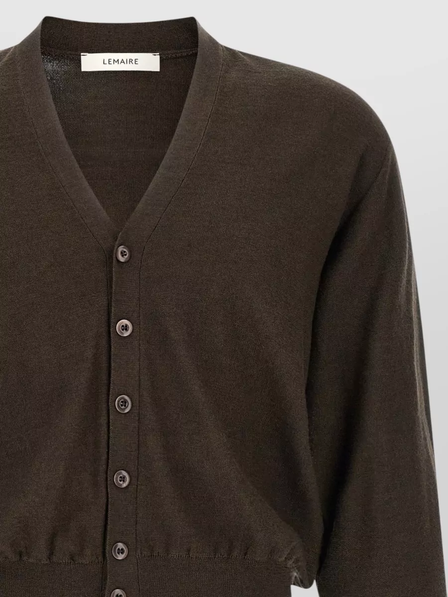 Lemaire Asymmetric Wool Blend V-Neck Cardigan
