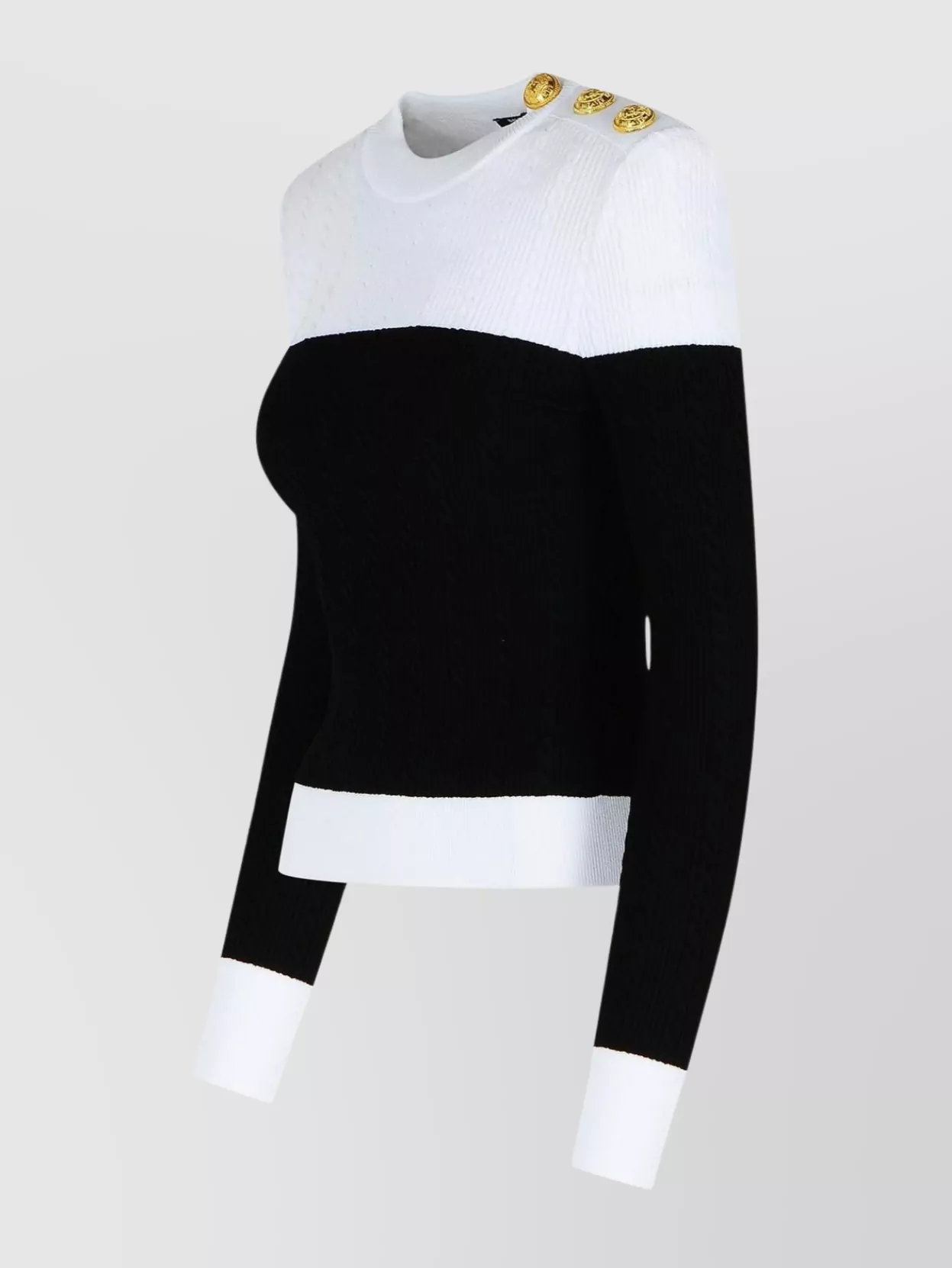 Balmain Ribbed Texture Crew Neck Sweater