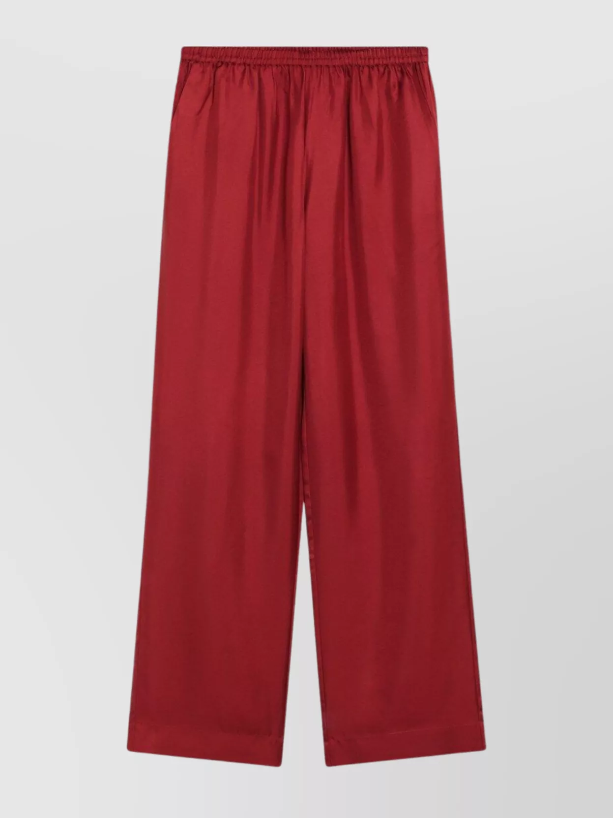 Loulou Studio Silk Trousers Wide Elastic Waistband In Red