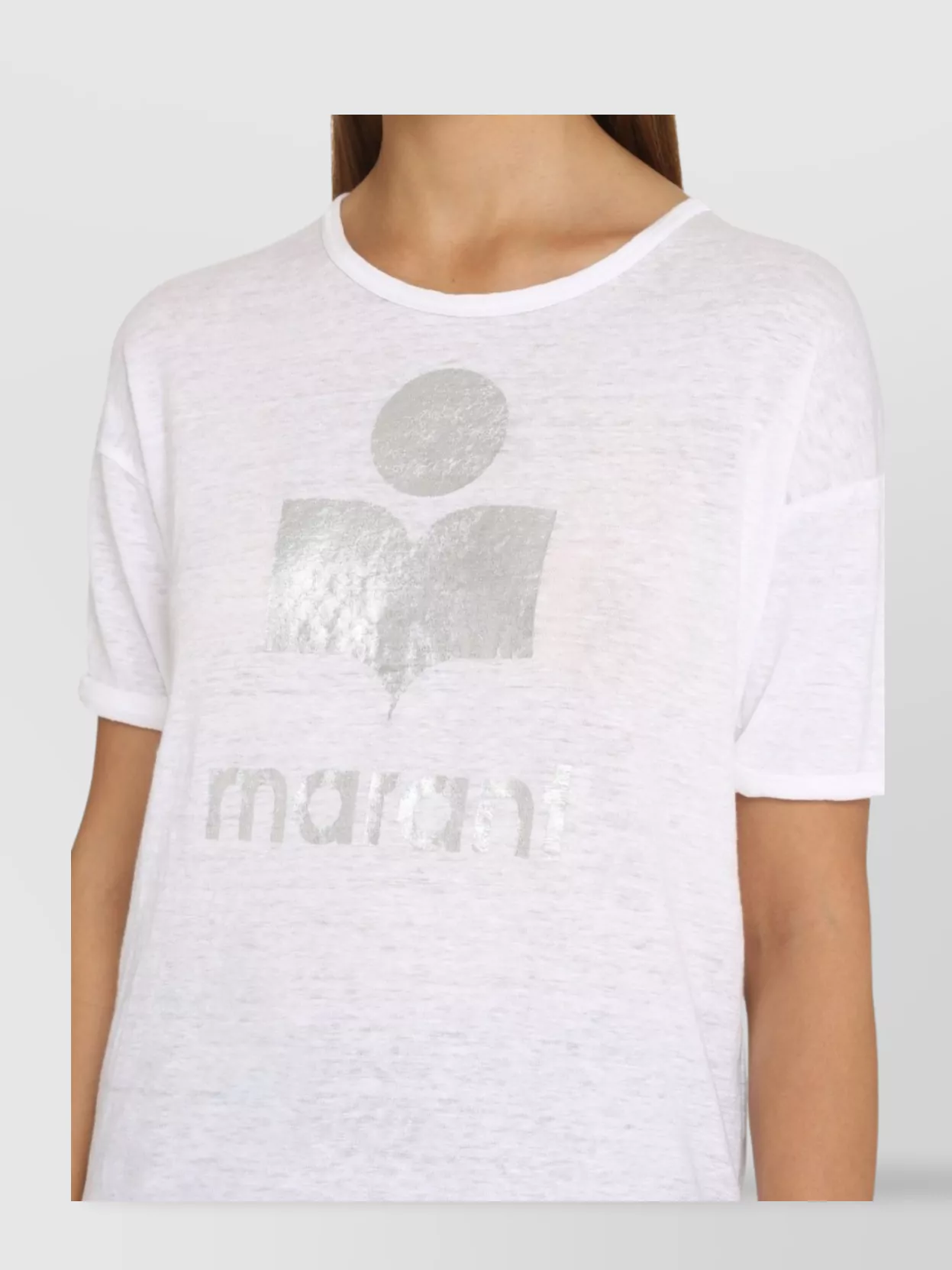 Isabel Marant Étoile Zewel Metallic Logo Slub Linen Graphic Tee