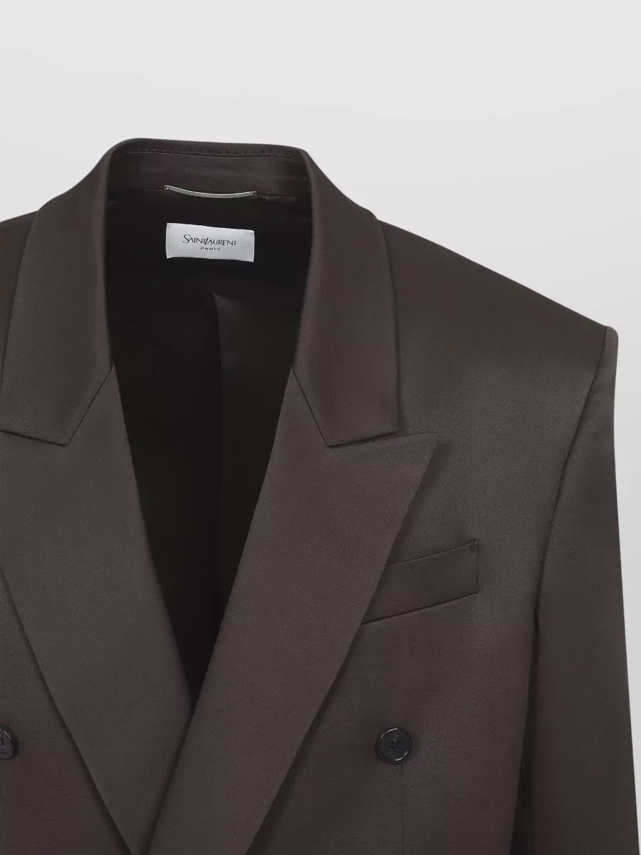 Saint Laurent Silk Satin Double-Breasted Blazer
