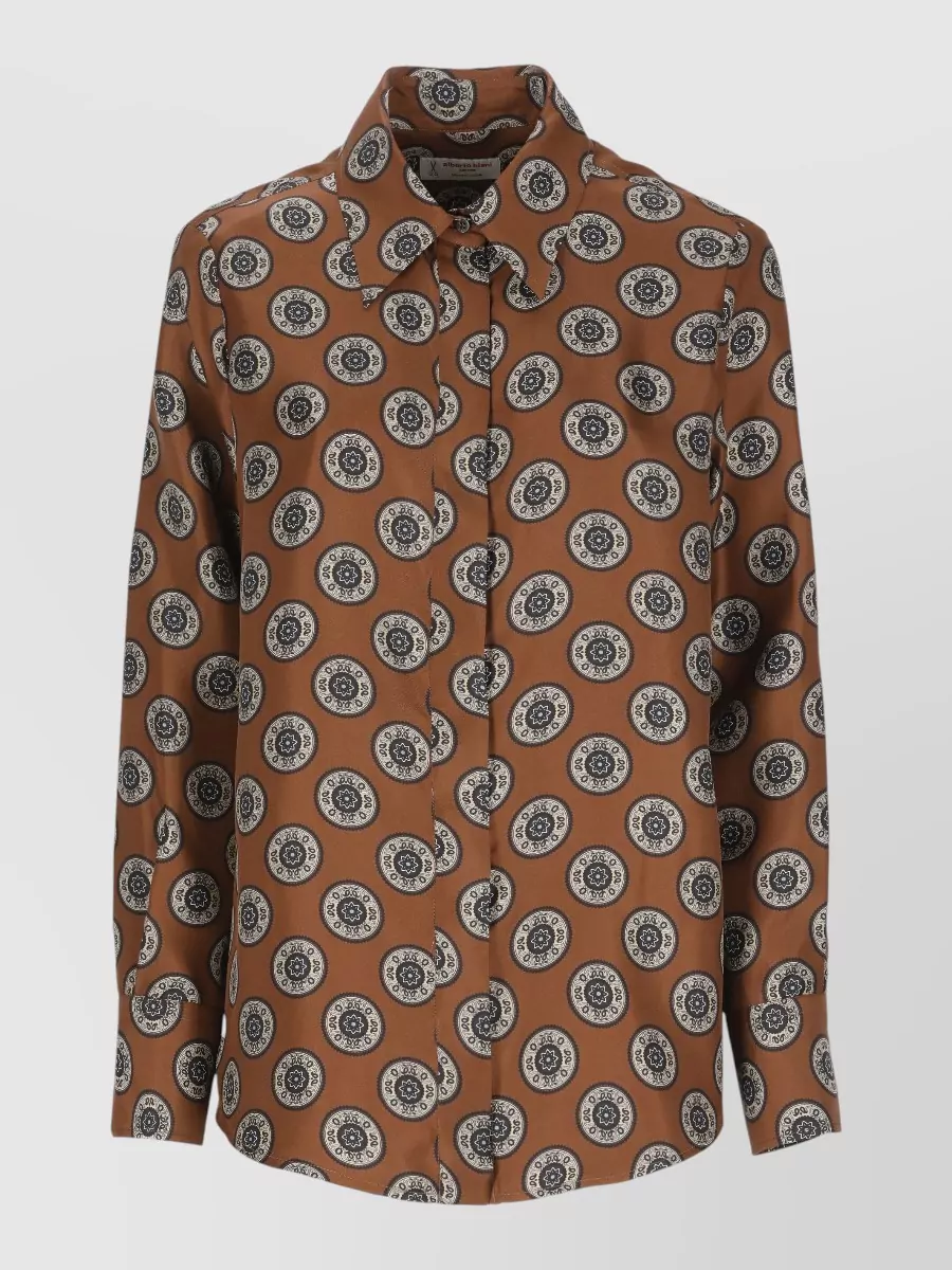 Alberto Biani printed silk long-sleeve shirt