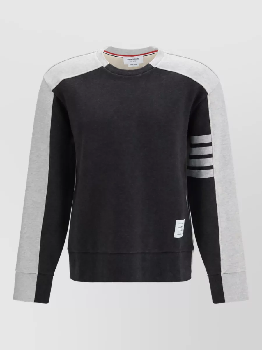 Thom Browne cotton colorblock crewneck sweatshirt