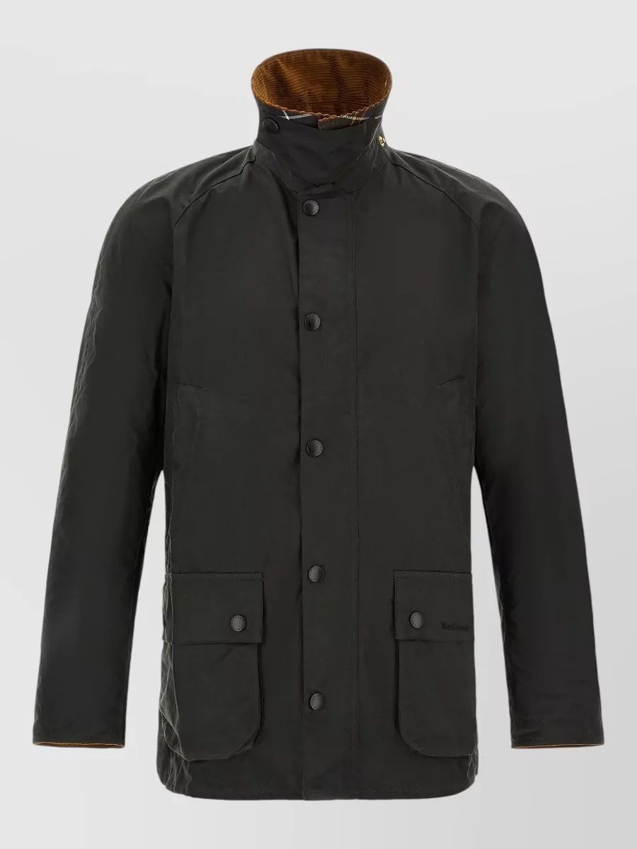 Barbour waxed cotton single-breasted jacket