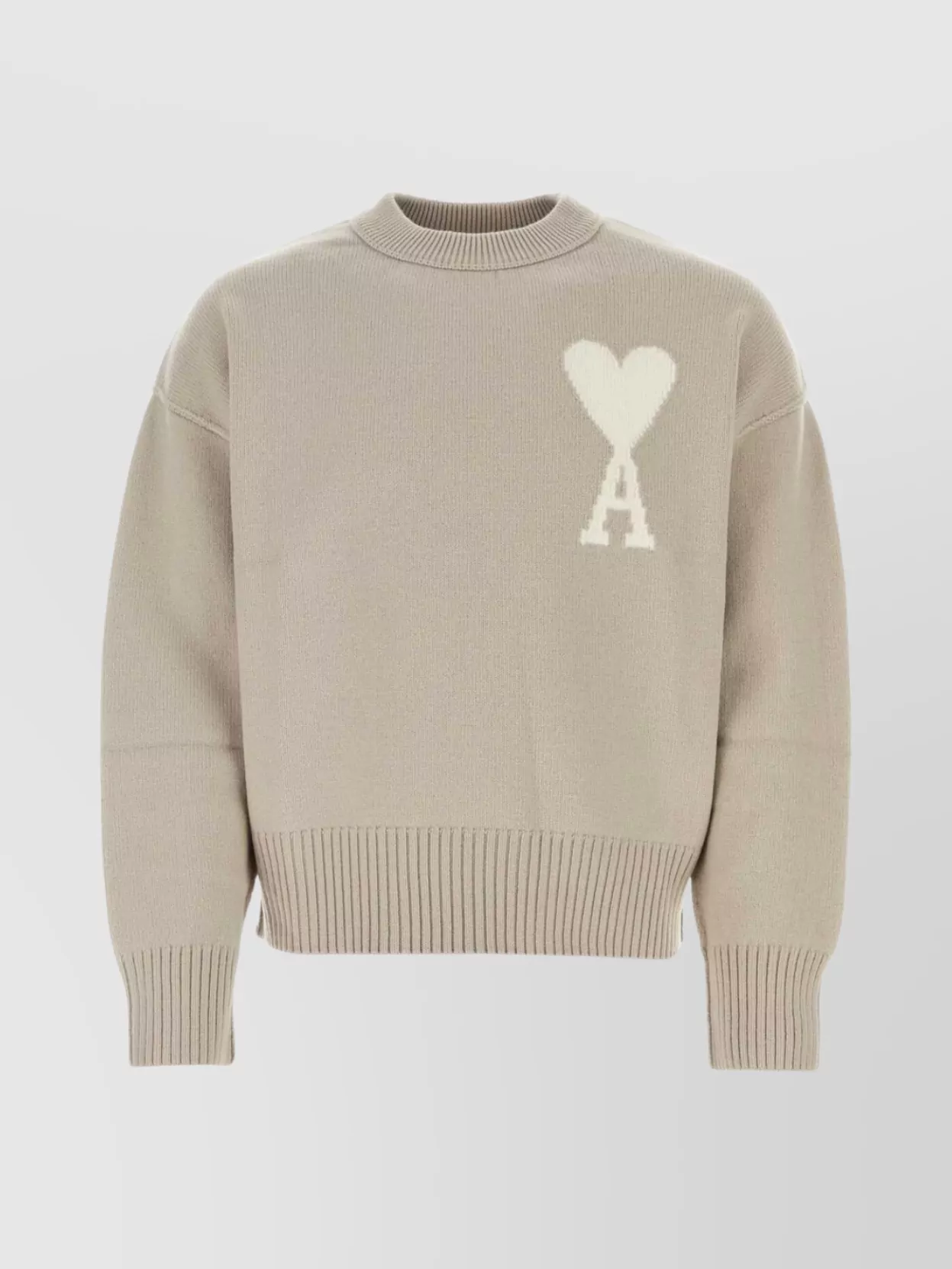 Ami Alexandre Mattiussi Wool Sweater With Crew Neck And Graphic Print In Gold