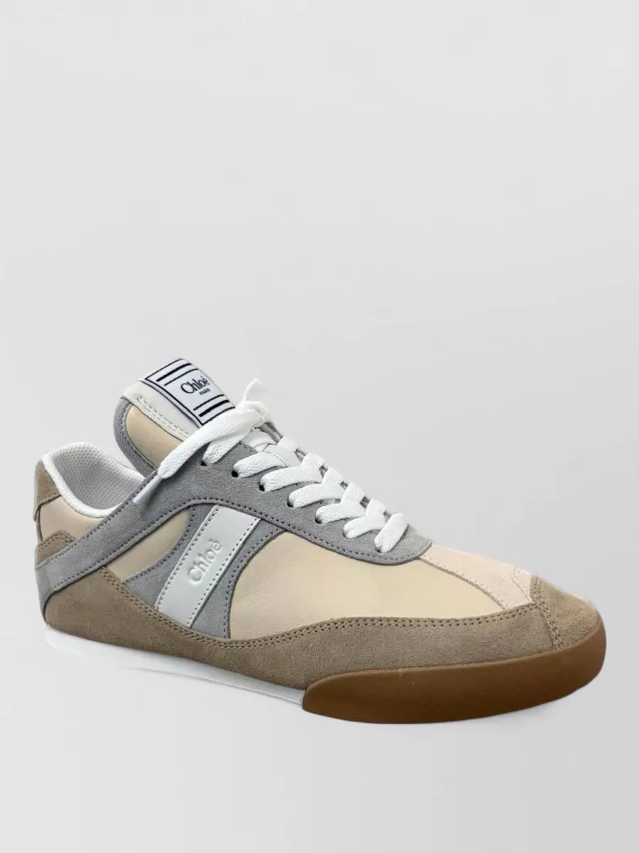 Chloé leather panelled lace-up sneakers