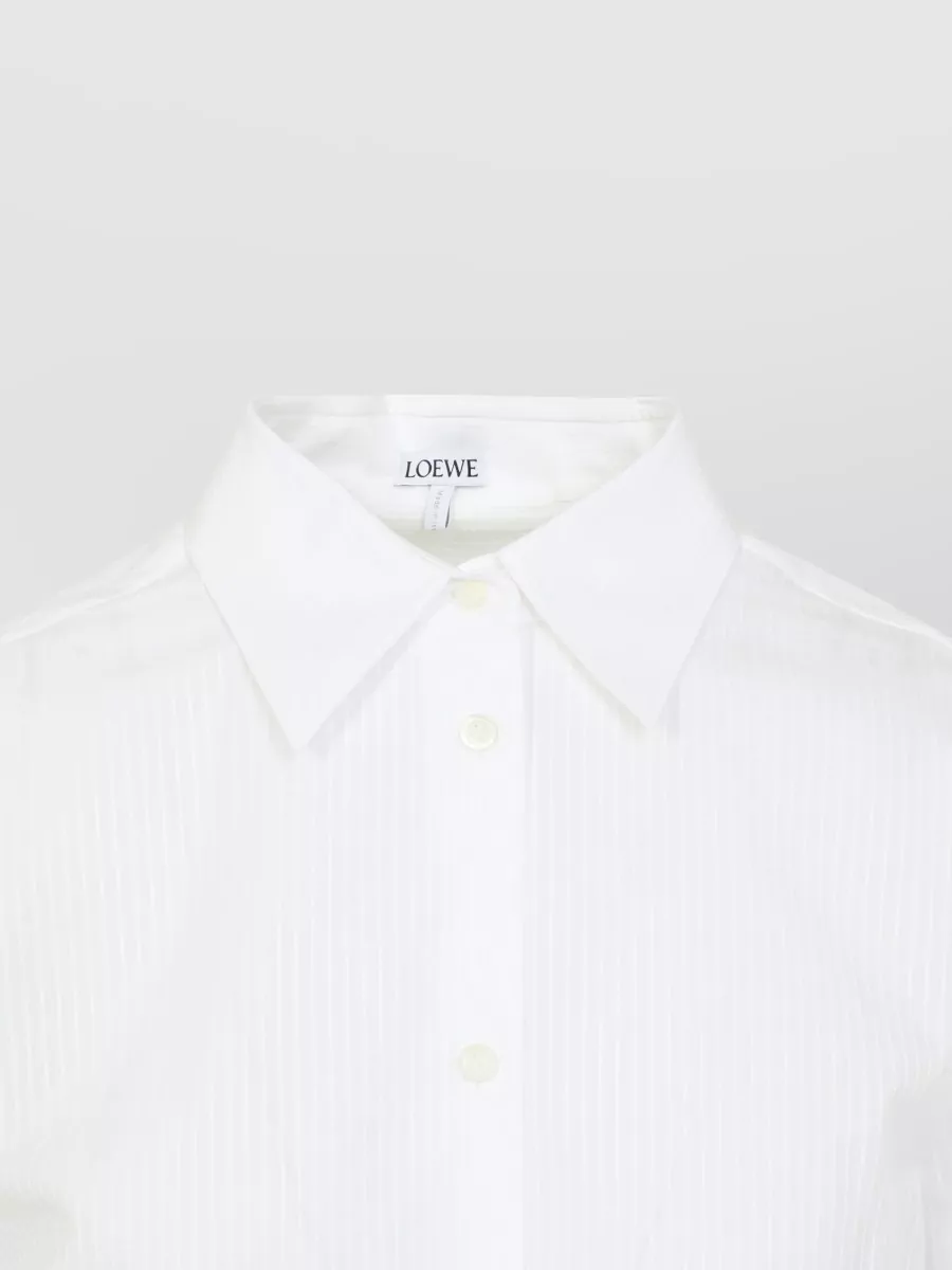 Loewe Striped Shirt Pointed Collar Gold Tone Buttons