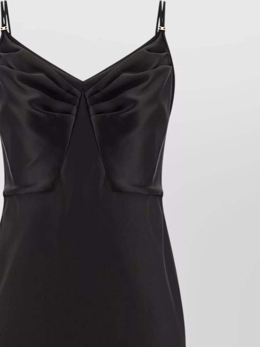 Elisabetta Franchi Satin Sleeveless Sweetheart Neck Maxi Dress