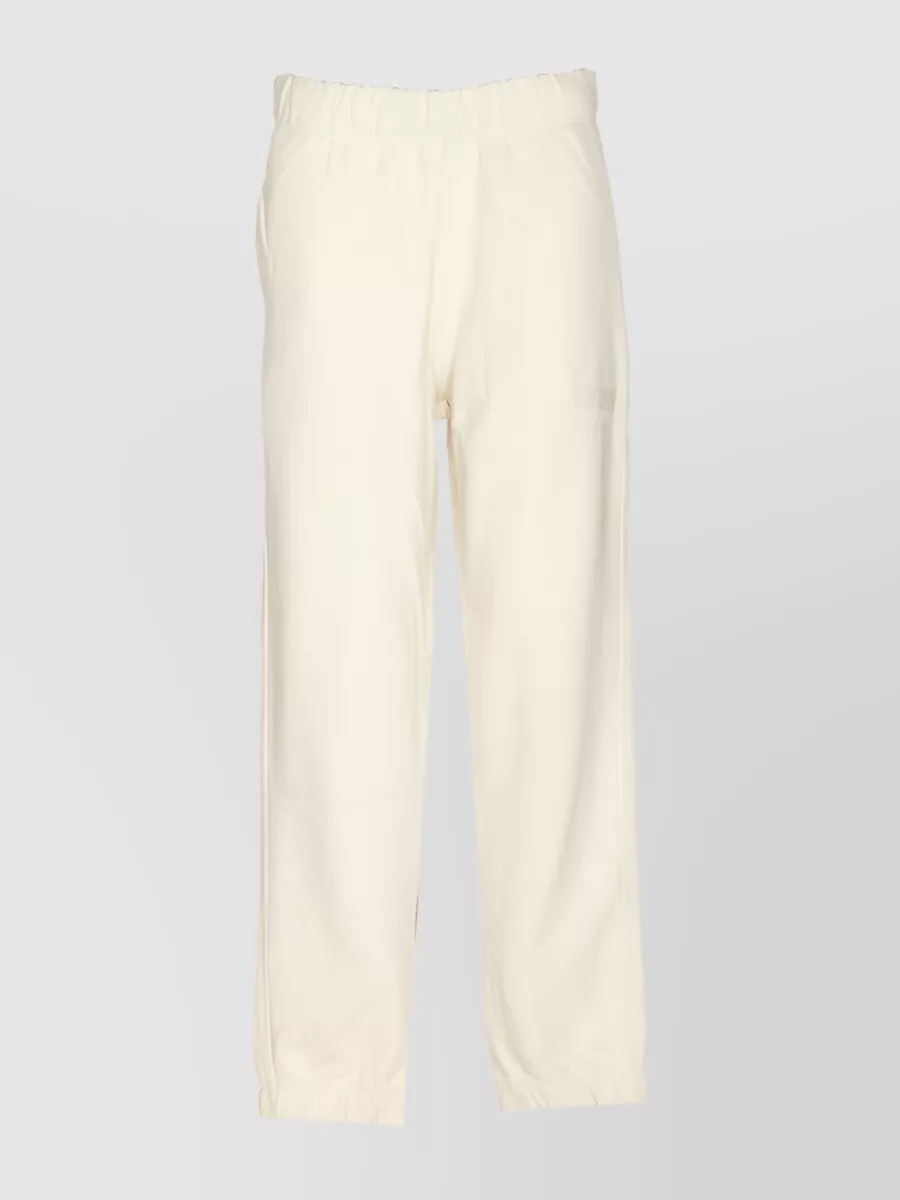 Shop Ganni Embroidered Logo Track Pants In White