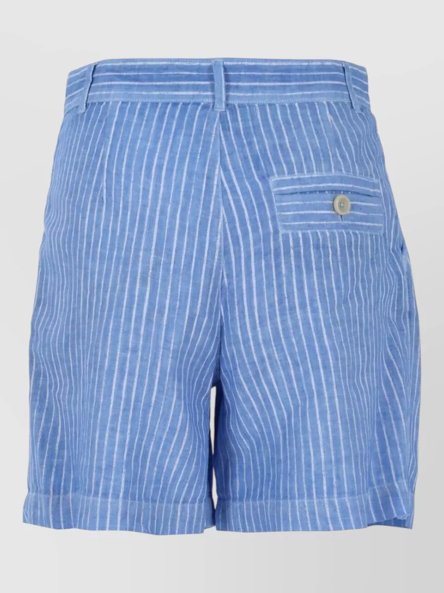 120% Lino Striped Linen Cropped Trousers