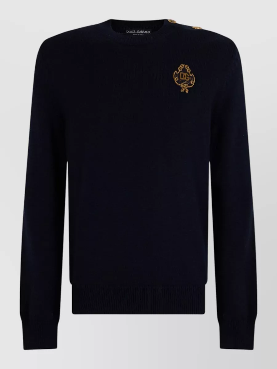 Dolce&Gabbana Virgin wool embroidered crew neck jumper