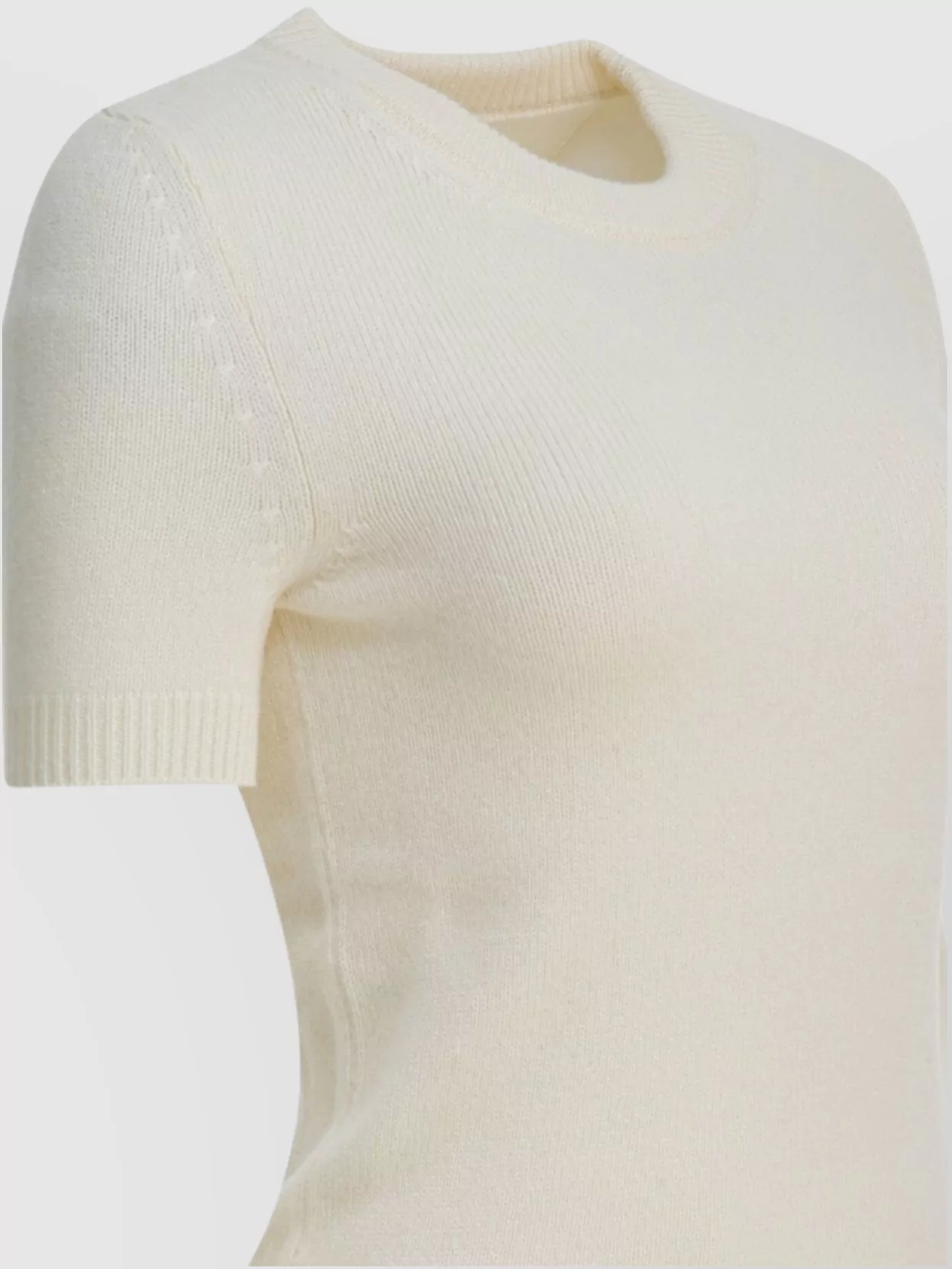 Sa Su Phi Short Sleeve Knit Top With Ribbed Neckline And Hem