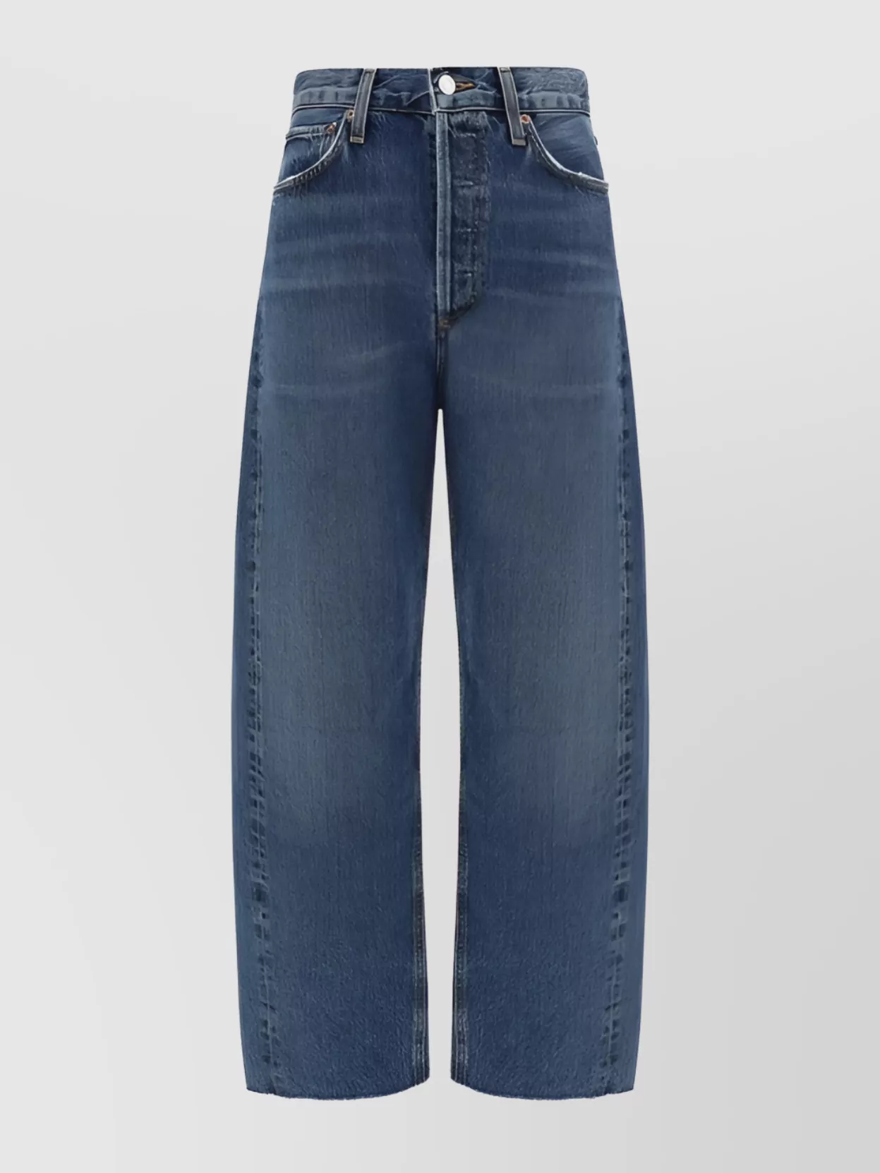 Shop Agolde Luna High-waisted Wide-leg Jeans With Frayed Hems In Blue