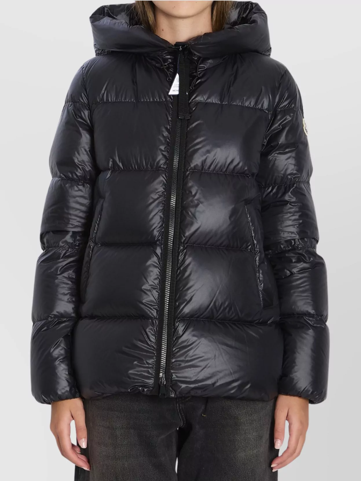 Moncler Serittes Nylon Down Jacket With Hood In Black