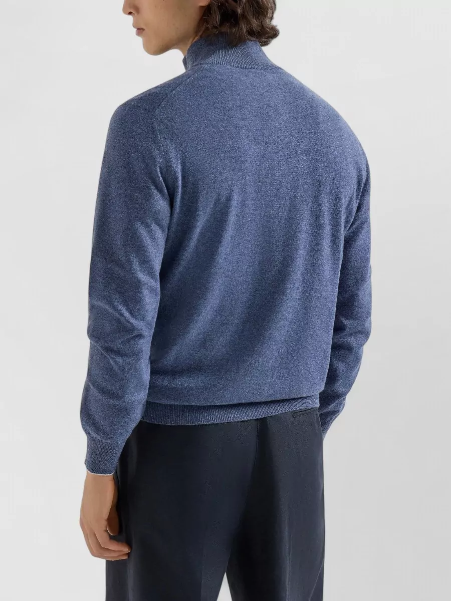 Brunello Cucinelli High Collar Sweater Ribbed Cuffs Hem