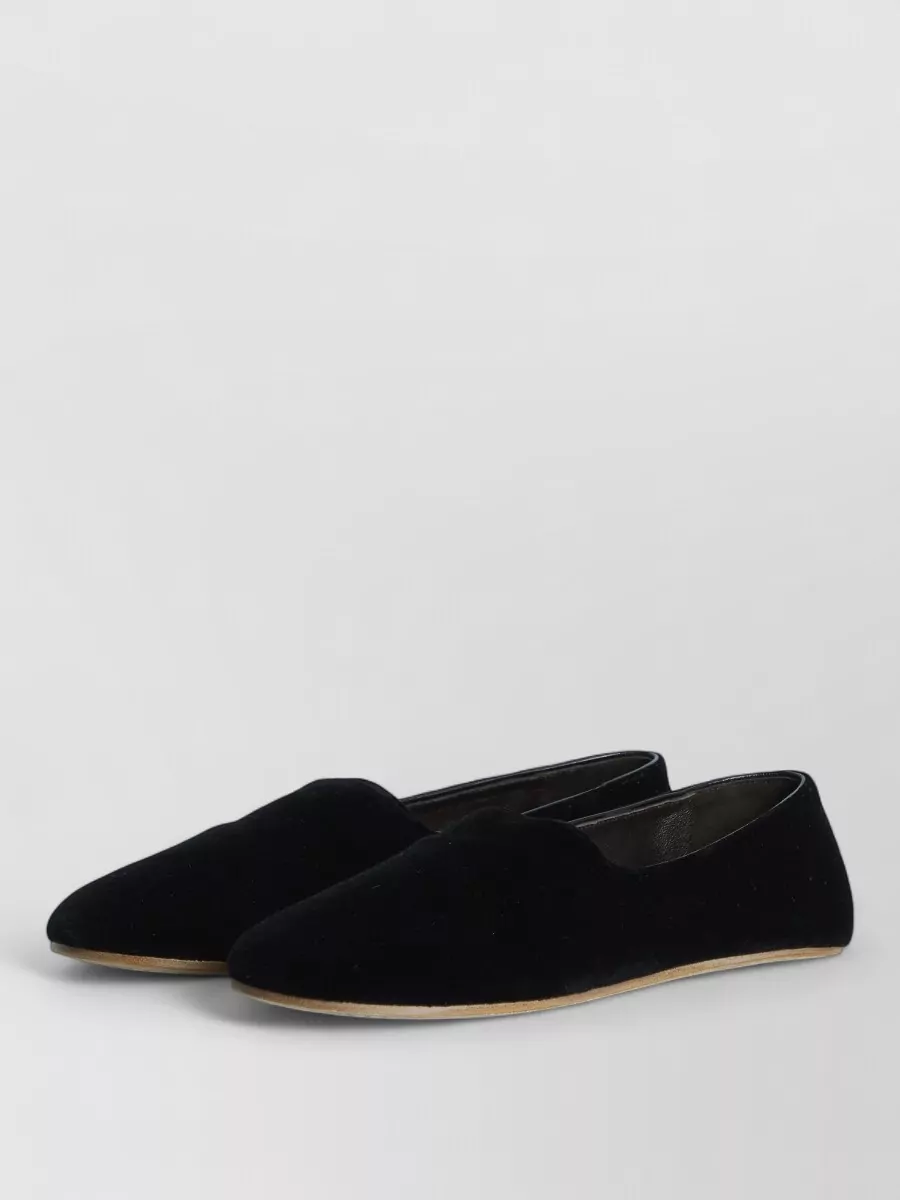 The Row Ponti Velvet Leather Sole Slippers In Black