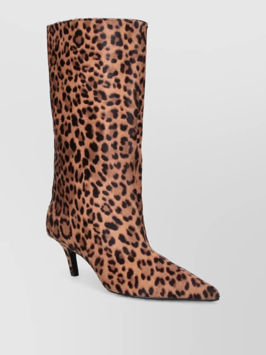 Amina Muaddi Leopard Pony Calf Hair Ankle Boots