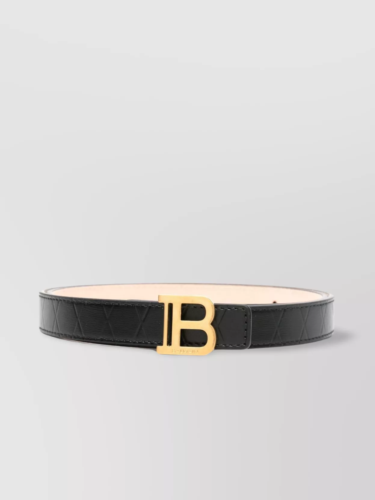 Shop Balmain Calfskin Quilted Belt With Golden B Buckle
