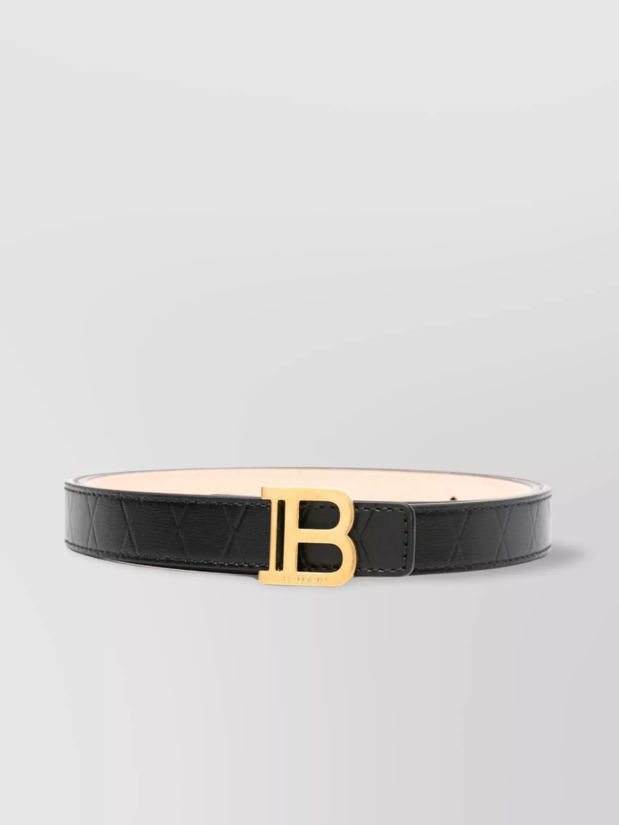Balmain Calfskin Quilted Belt With Golden B Buckle